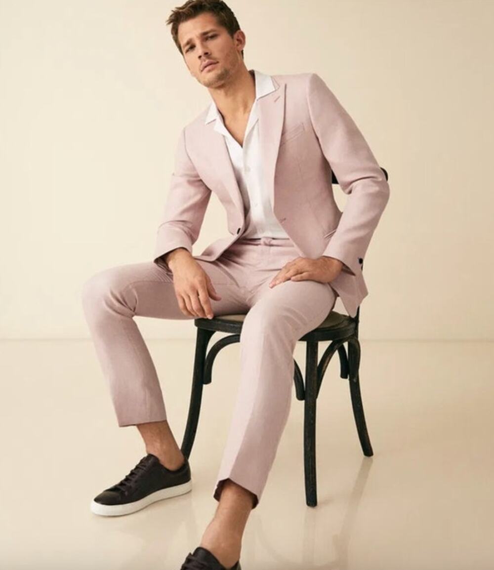 REISS Slacks Size 32 NEW Soft Pink Melody Wool & Silk Blend Slim Fit Pant Work